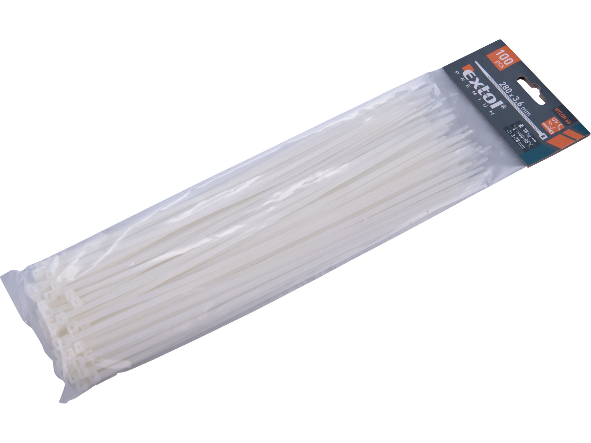 Pásky stahovací bílé 280x3,6mm balení 100 kusů 0.145 Kg NÁŘADÍ Sklad2 MA8856108