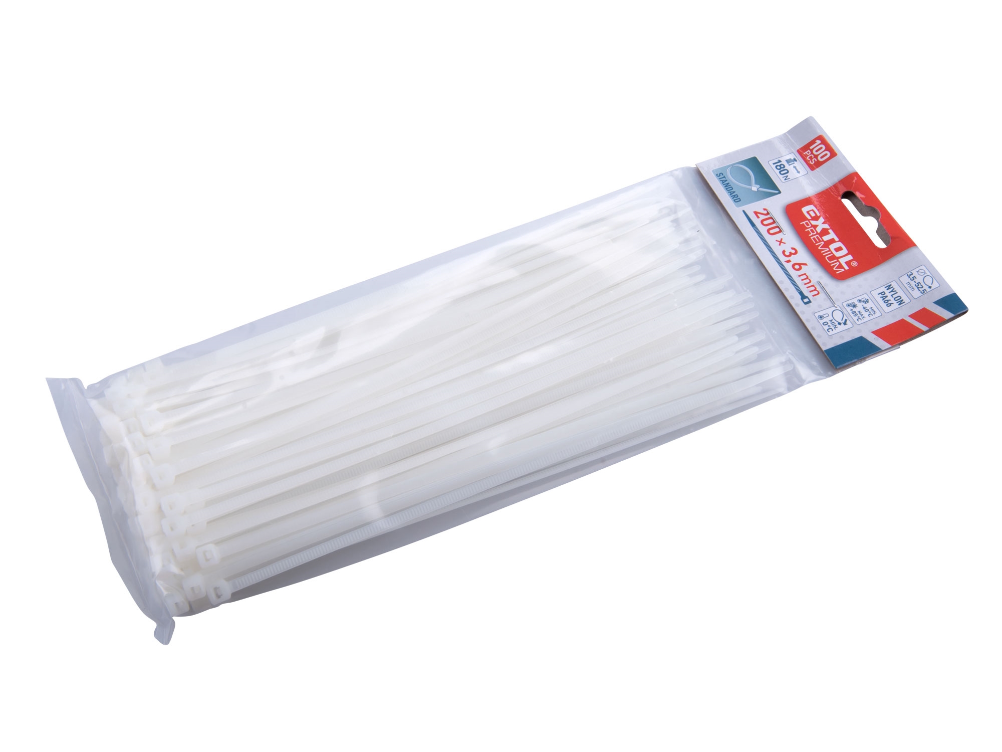 Pásky stahovací bílé 200x3,6mm balení 100 kusů 0.074 Kg NÁŘADÍ Sklad2 MA8856106