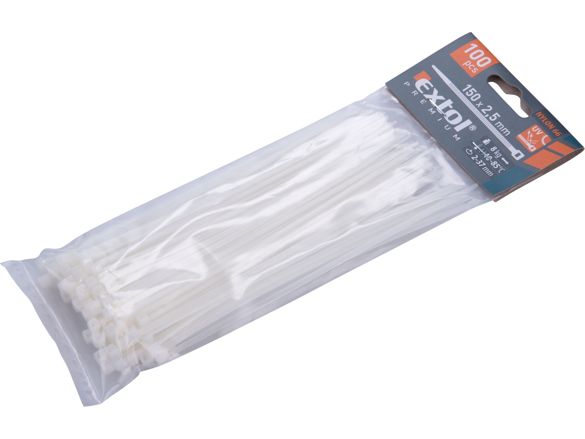 Pásky stahovací bílé 150x2,5mm balení 100 kusů 0.058 Kg NÁŘADÍ Sklad2 MA8856104