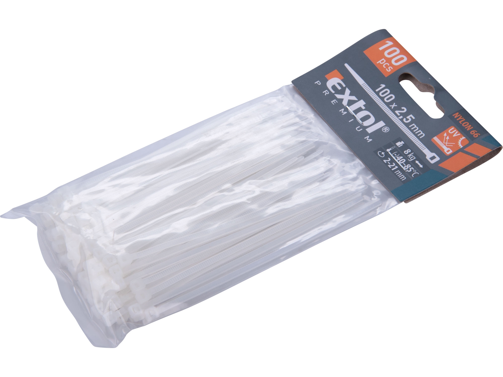 Pásky stahovací bílé  100x2,5mm balení 100 kusů 0.028 Kg NÁŘADÍ Sklad2 MA8856102