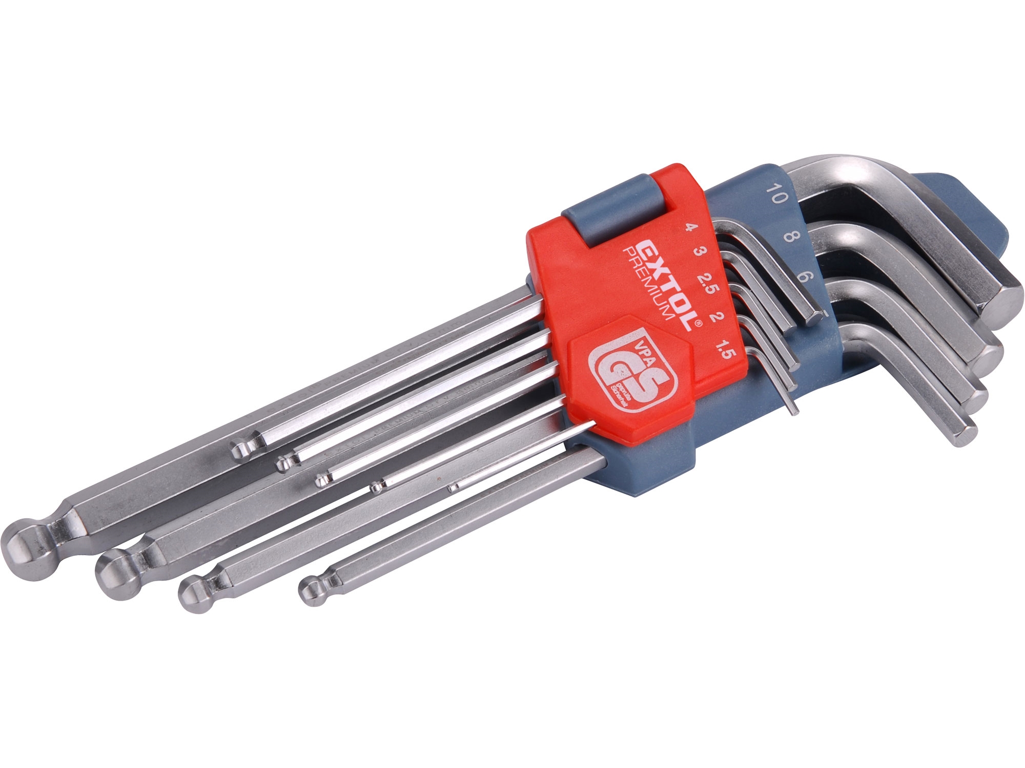 L-klíče imbus, sada 9ks, 1,5-2-2,5-3-4-5-6-8-10mm, s kuličkou, CrV, EXTOL PREMIUM 0.393 Kg NÁŘADÍ Sklad2 MA6609