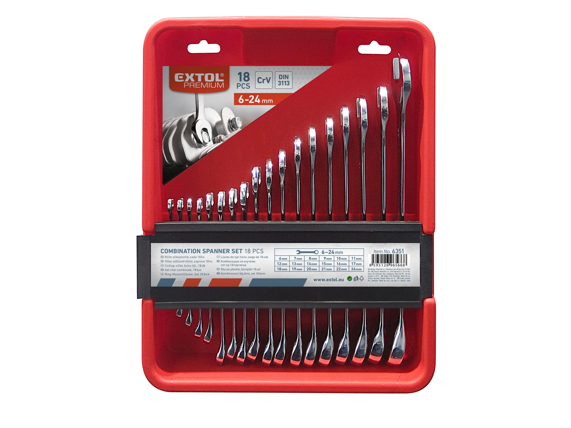 Klíče očkoploché sada 18 kusů 6-24mm v kazetě 2.65 Kg NÁŘADÍ Sklad2 MA6351