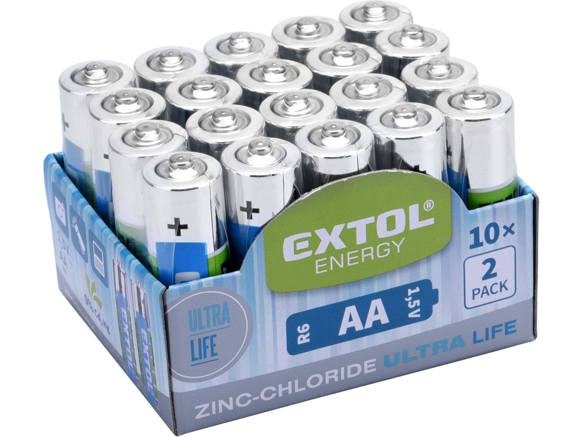 EXTOL ENERGY Tužkové baterie AA 1,5V (LR6) ZnCl balení 20ks 0.317 Kg NÁŘADÍ Sklad2 MA42003
