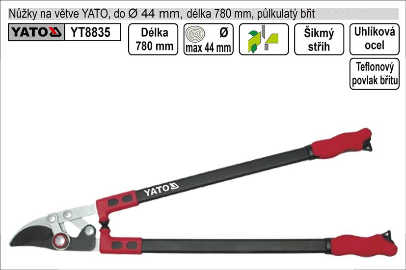 Nůžky na větve YATO 780mm půlkulatý břit převodové 1.667 Kg NÁŘADÍ Sklad2 YT-8835 1