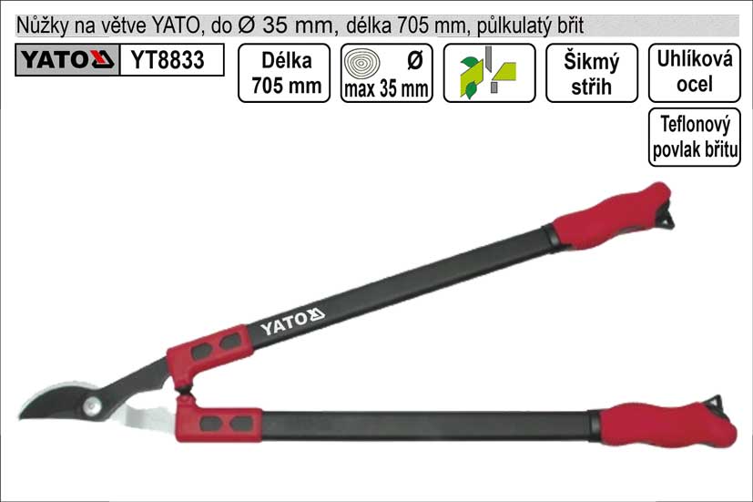 Nůžky na větve YATO 700mm půlkulatý břit 1.208 Kg NÁŘADÍ Sklad2 YT-8833 1