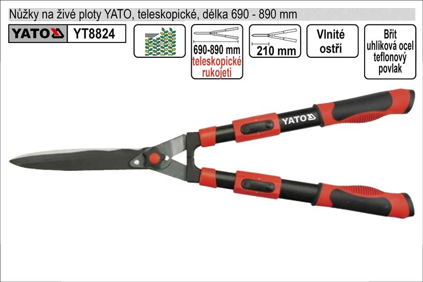 Nůžky na živé ploty YATO 690-890mm teleskopické 1.833 Kg NÁŘADÍ Sklad2 YT-8824