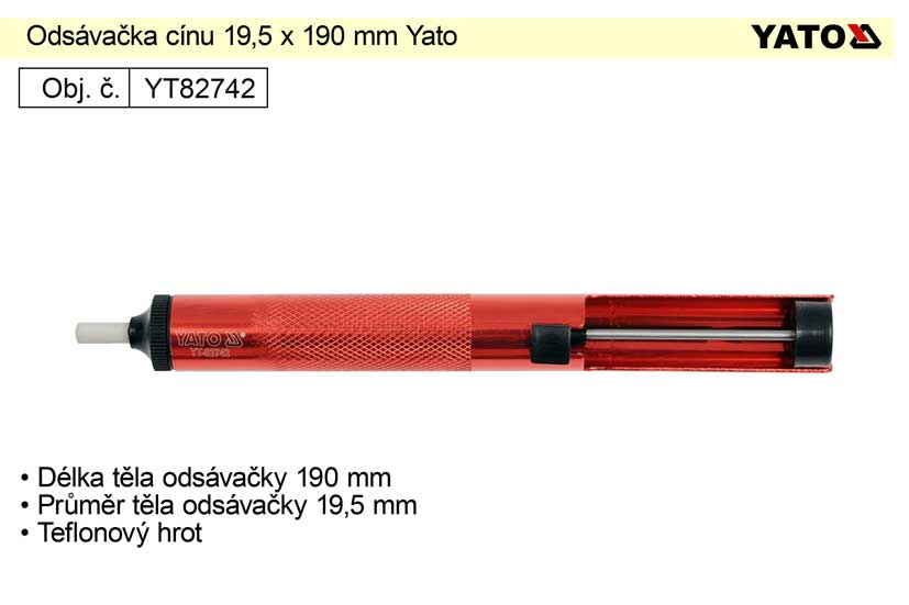 Odsávačka cínu 19,5 x 190 mm Yato 0.049 Kg NÁŘADÍ Sklad2 YT-82742 2