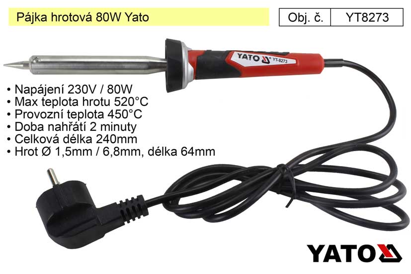 Pájka hrotová 80W Yato YT-8273 0.375 Kg NÁŘADÍ Sklad2 YT-8273 2