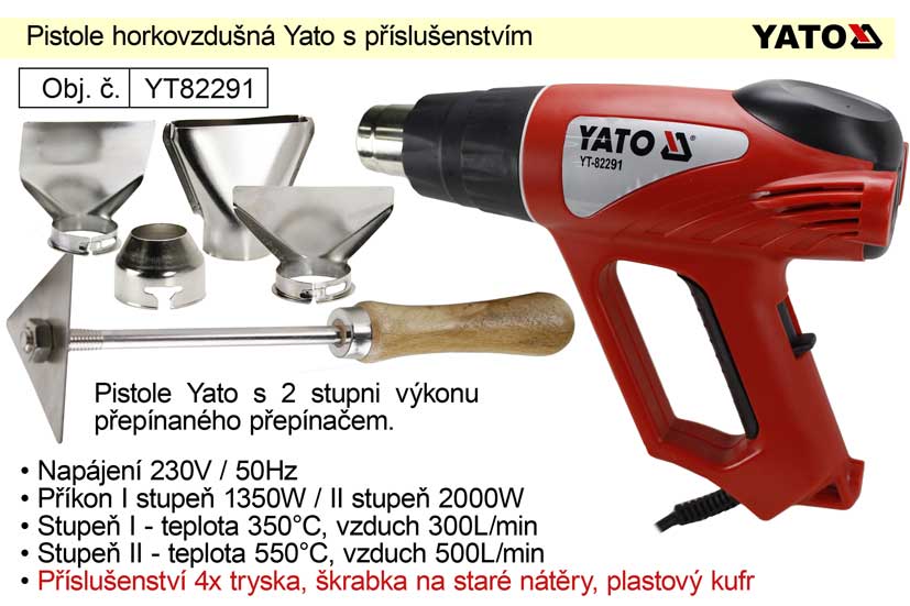 Pistole horkovzdušná Yato YT82291 v kufru 2.3 Kg NÁŘADÍ Sklad2 YT-82291 1