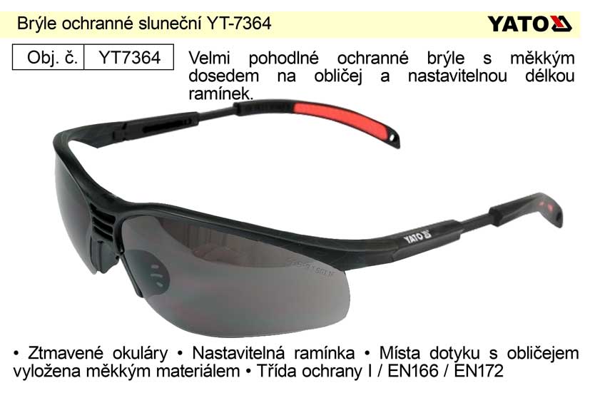 Brýle ochranné sluneční YT-7364 0.056 Kg NÁŘADÍ Sklad2 YT-7364