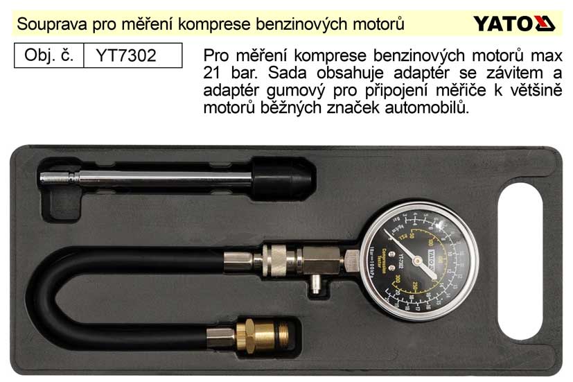 Souprava pro měření komprese benzinových motorů 0.688 Kg NÁŘADÍ Sklad2 YT-7302 1