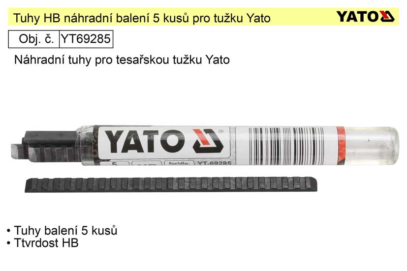 Tuhy náhardní HB balení 5 kusů pro tužku Yato 0.02 Kg NÁŘADÍ Sklad2 YT-69285 1