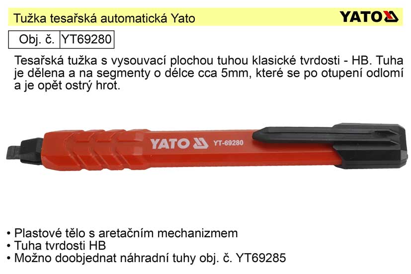 Tužka tesařská automatická Yato 0.017 Kg NÁŘADÍ Sklad2 YT-69280 1
