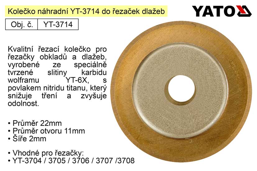 Kolečko řezací náhradní YT-3714 pro řezačky dlažeb 0.024 Kg NÁŘADÍ Sklad2 YT-3714 2