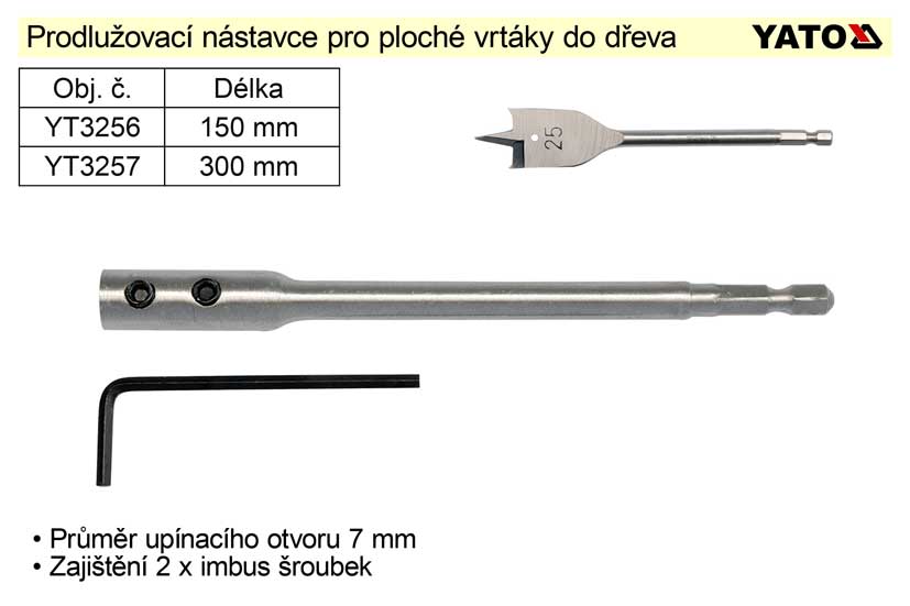 Prodlužovací nástavec 150 mm pro vrtáky do dřeva 0.088 Kg NÁŘADÍ Sklad2 YT-3256