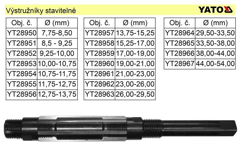 YATO Výstružník stavitelný  9,25-10,00mm HSS YT-28952 0.044 Kg NÁŘADÍ Sklad2 YT-28952