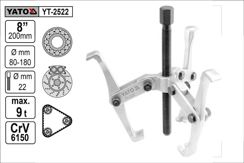Stahovák  YATO 3-ramenný šíře ramen 180mm délka  200mm 3.125 Kg NÁŘADÍ Sklad2 YT-2522 1