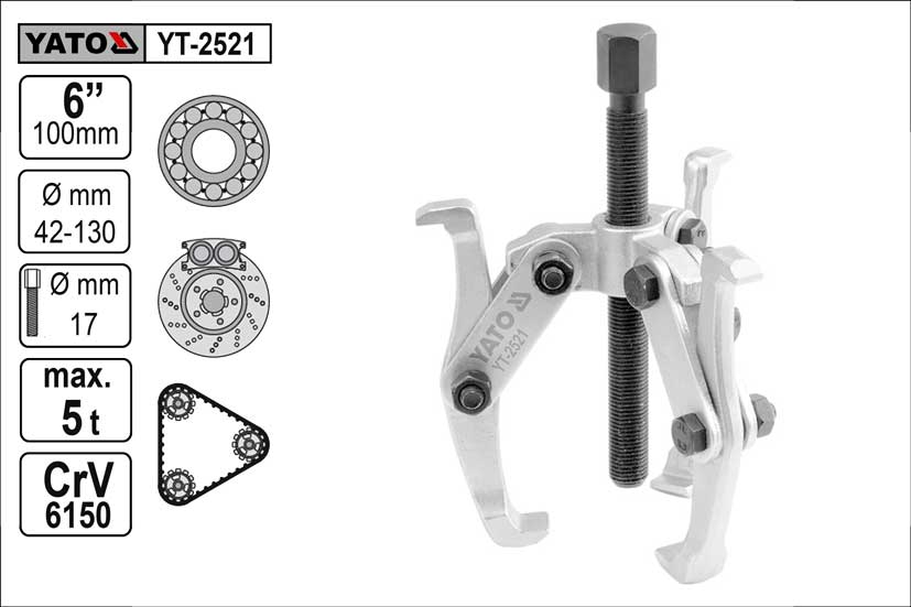 Stahovák  YATO 3-ramenný šíře ramen 150mm délka 150mm 1.208 Kg NÁŘADÍ Sklad2 YT-2521 2