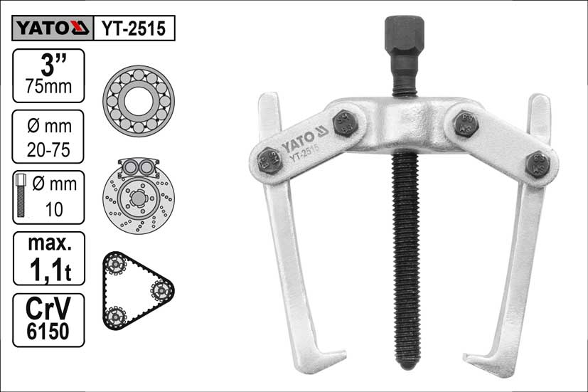 Stahovák  YATO 2-ramenný šíře ramen  75mm délka  75mm 0.225 Kg NÁŘADÍ Sklad2 YT-2515 2