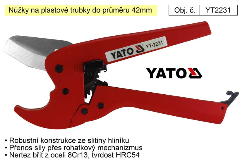 Nůžky na plastové trubky do průměru 42mm Yato 0.429 Kg NÁŘADÍ Sklad2 YT-2231