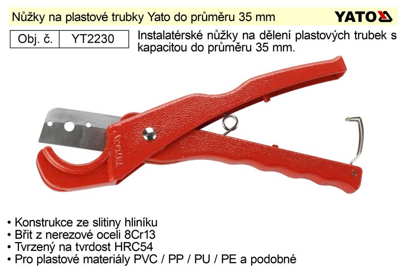 Nůžky na plastové trubky Yato do 35 mm 0.218 Kg NÁŘADÍ Sklad2 YT-2230 31