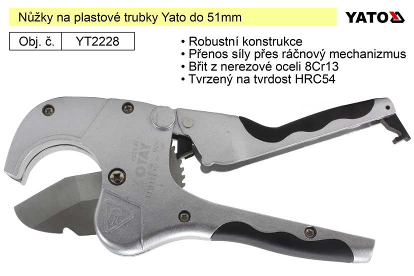 Nůžky na plastové trubky Yato do 51mm 0.521 Kg NÁŘADÍ Sklad2 YT-2228 1