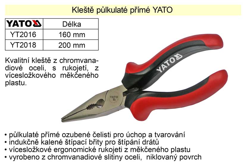 Kleště YATO půlkulaté přímé 200mm