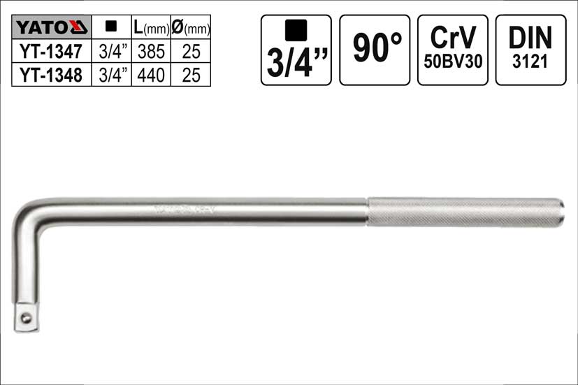 Páka trhák zahnutý 90° 3/4" délka 440mm 1.95 Kg NÁŘADÍ Sklad2 YT-1348 2