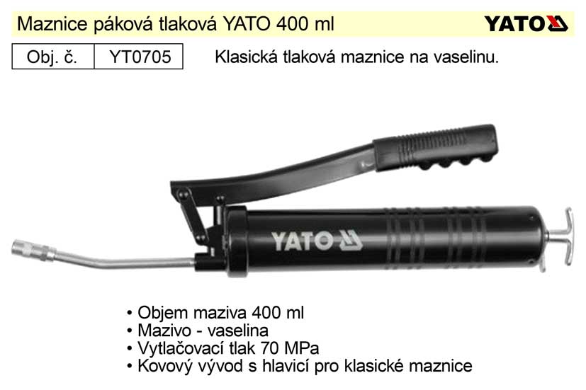 Maznice páková tlaková YATO 400ml 1.3 Kg NÁŘADÍ Sklad2 YT-0705 1