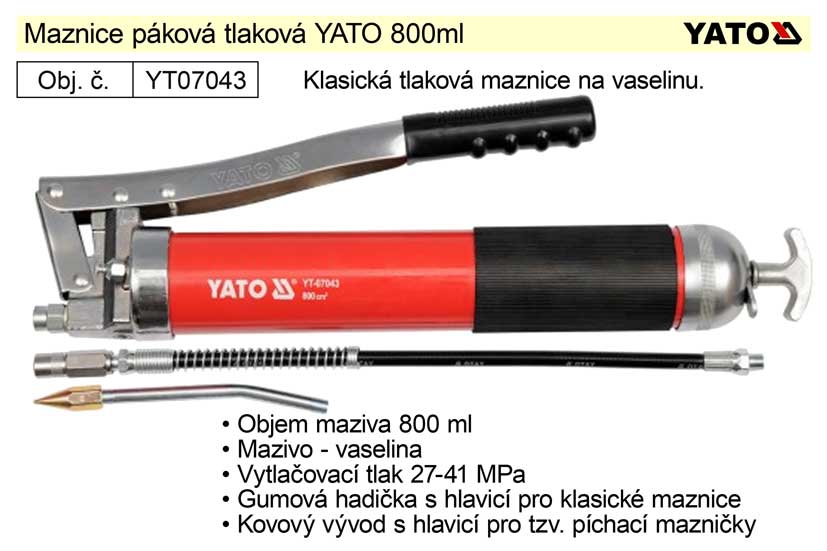 Maznice páková tlaková YATO 800ml 2.25 Kg NÁŘADÍ Sklad2 YT-07043 1