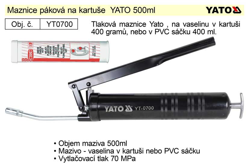 Maznice páková na kartuše  YATO 500ml 1.25 Kg NÁŘADÍ Sklad2 YT-0700 4