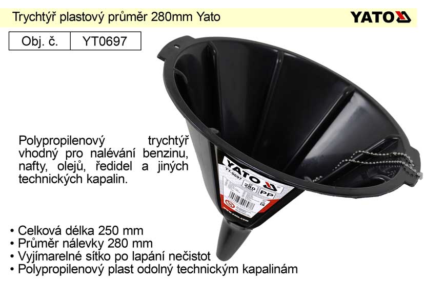 Trychtýř plastový průměr 280mm Yato 0.26 Kg NÁŘADÍ Sklad2 YT-0697