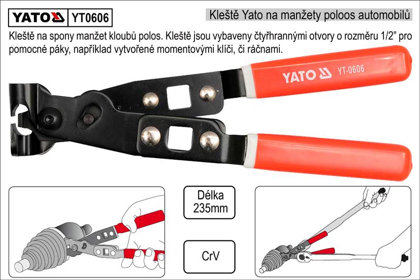 YATO Kleště na manžety poloos YT-0606 0.583 Kg NÁŘADÍ Sklad2 YT-0606