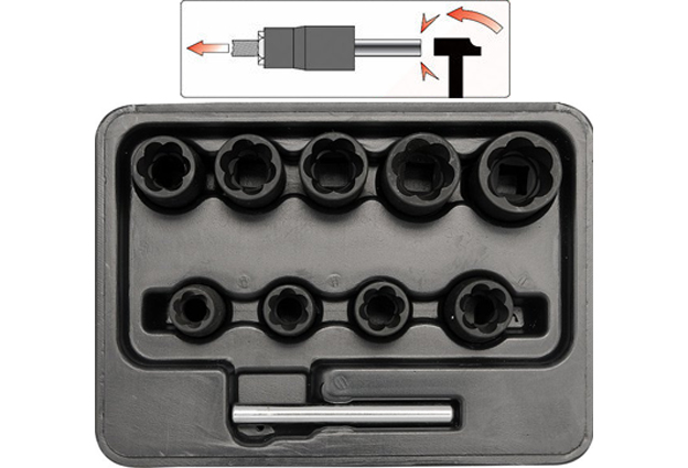 YATO Ořechy vytahovače stržených poškozených šroubů a matic, sada 10ks YT-0603 0.828 Kg NÁŘADÍ Sklad2 YT-0603 1