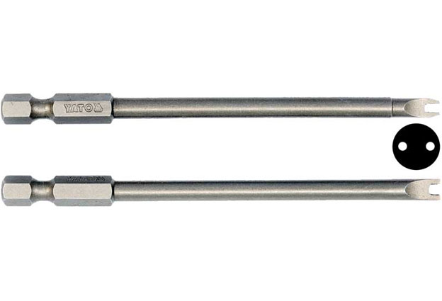 Bezpečnostní bity, Spanner, ploché, s výřezem, šíře 6 a 10 mm, 1/4" , délky 100 mm, Yato 0.065 Kg NÁŘADÍ Sklad2 YT-0499
