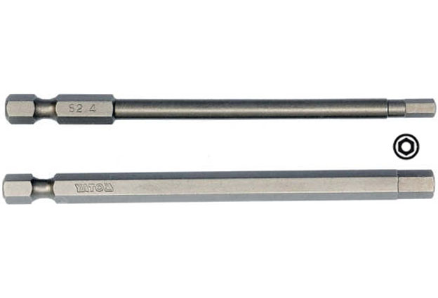 Bezpečnostní bity,Tamperproof, imbusy vrtané, H-4 a H-6,  1/4" , délky 100 mm, Yato 0.07 Kg NÁŘADÍ Sklad2 YT-0495