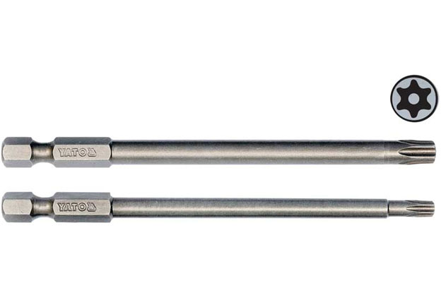 Bezpečnostní bity, Torx vrtané, T15 a T27, 1/4" , délky 100 mm, Yato 0.065 Kg NÁŘADÍ Sklad2 YT-0491 3