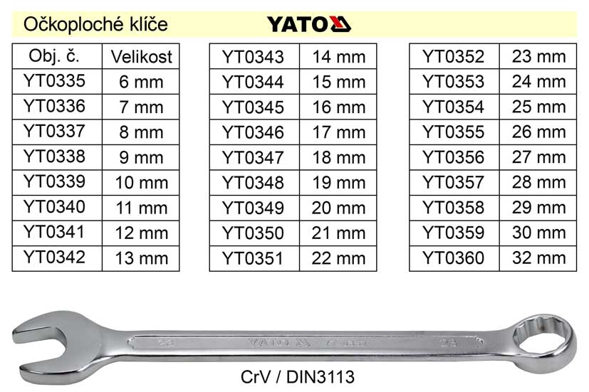 YATO Očkoplochý klíč 25mm CrV 0.383 Kg NÁŘADÍ Sklad2 YT-0354 1