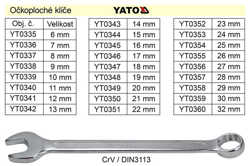 YATO Očkoplochý klíč 20mm CrV 0.2 Kg NÁŘADÍ Sklad2 YT-0349 1