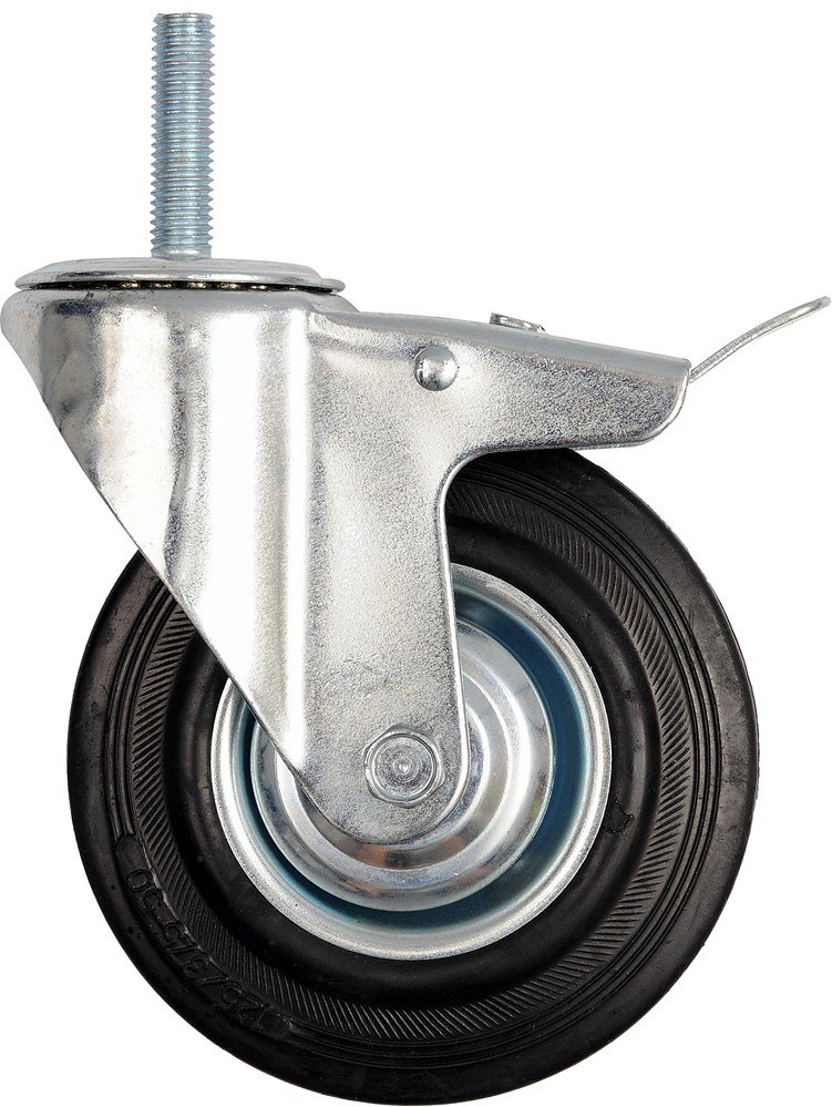 Kolečko otočné s brzdou, gumové se šroubem 150kg 200/44/230mm 2.75 Kg NÁŘADÍ Sklad2 TO-87337