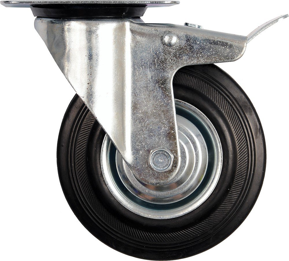 Kolečko otočné s brzdou, gumové 150kg 200/46/235mm 2.917 Kg NÁŘADÍ Sklad2 TO-87327