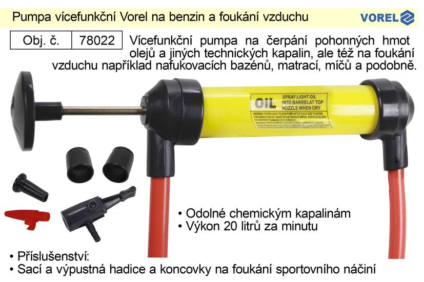 Pumpa vícefunkční Vorel na benzin a foukání vzduchu 0.646 Kg NÁŘADÍ Sklad2 TO-78022