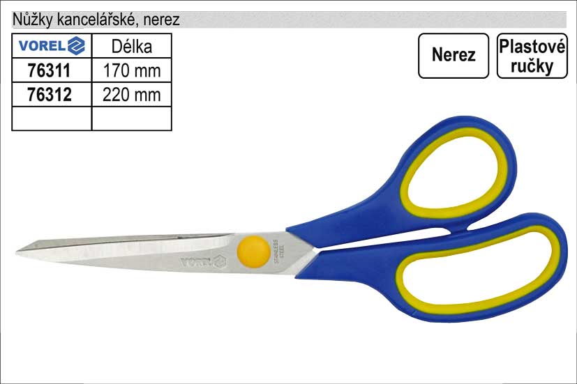 Nůžky kancelářské Vorel 170mm 0.059 Kg NÁŘADÍ Sklad2 TO-76311
