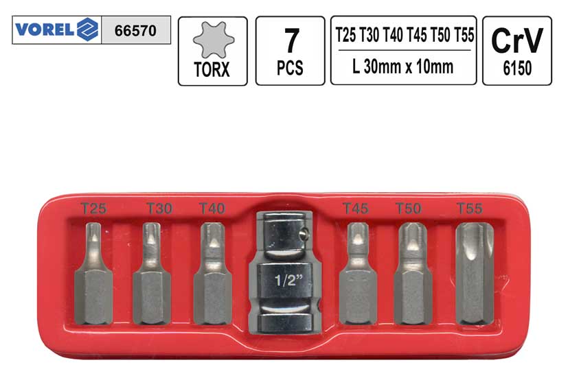 Bity torx sada  7 dílů VOREL 0.166 Kg NÁŘADÍ Sklad2 TO-66570