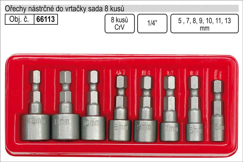 Klíče nástrčné do vrtačky 5-13mm sada 8 kusů 0.16 Kg NÁŘADÍ Sklad2 TO-66113