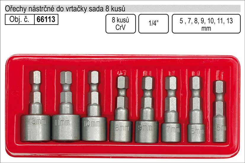 Klíče nástrčné do vrtačky 5-13mm sada 8 kusů 0.16 Kg NÁŘADÍ Sklad2 TO-66113 5