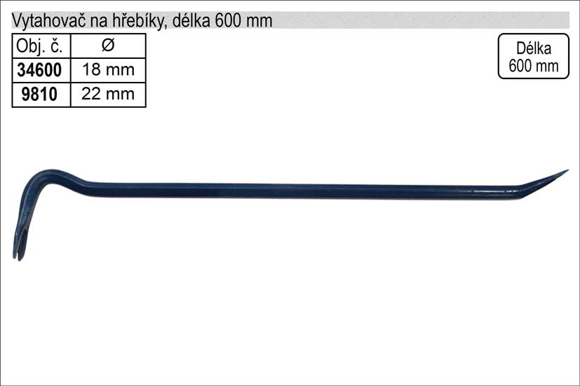 Páčidlo vytahovač hřebíků délka  600mm VOREL 0.604 Kg NÁŘADÍ Sklad2 TO-34600 4