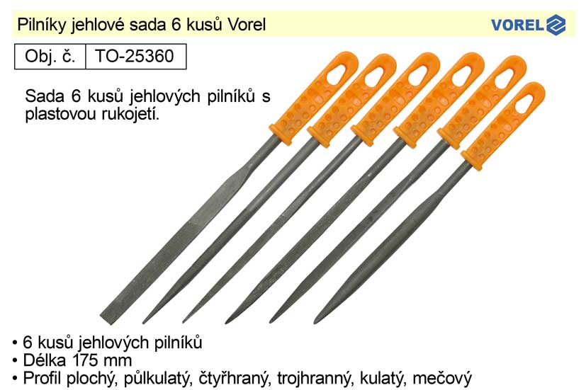 Pilníky jehlové sada 6 kusů Vorel 0.15 Kg NÁŘADÍ Sklad2 TO-25360
