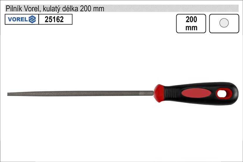 Pilník  VOREL kulatý středně jemný délka 200mm 0.105 Kg NÁŘADÍ Sklad2 TO-25162 4