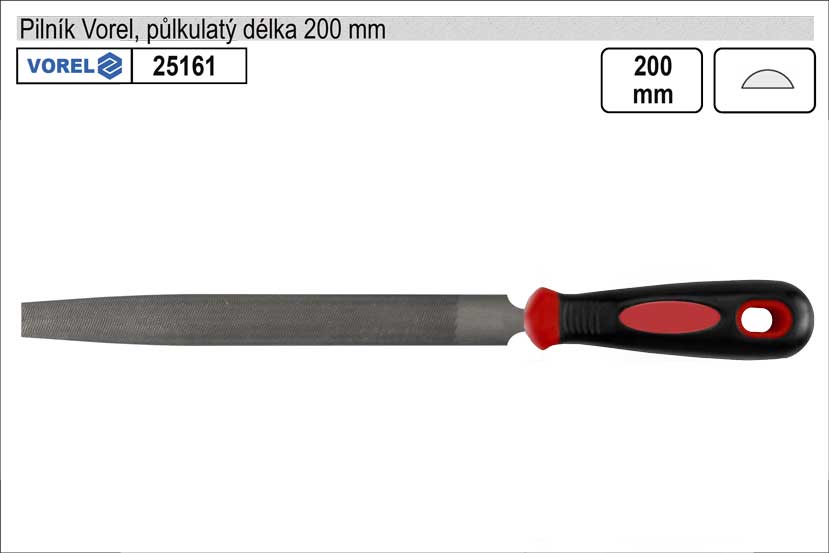Pilník  VOREL půlkulatý středně jemný délka 200mm 0.175 Kg NÁŘADÍ Sklad2 TO-25161
